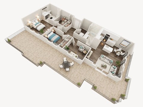 LUX Apartments 3D Floor Plan 2D-2C